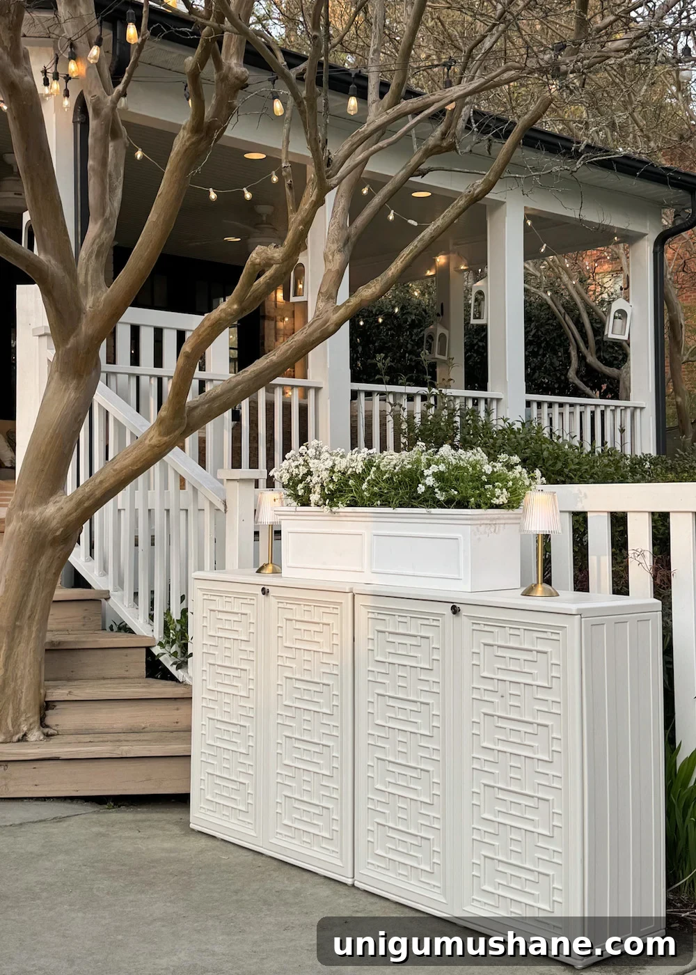 backyard party guest hosting station outdoor buffet table using deck boxes