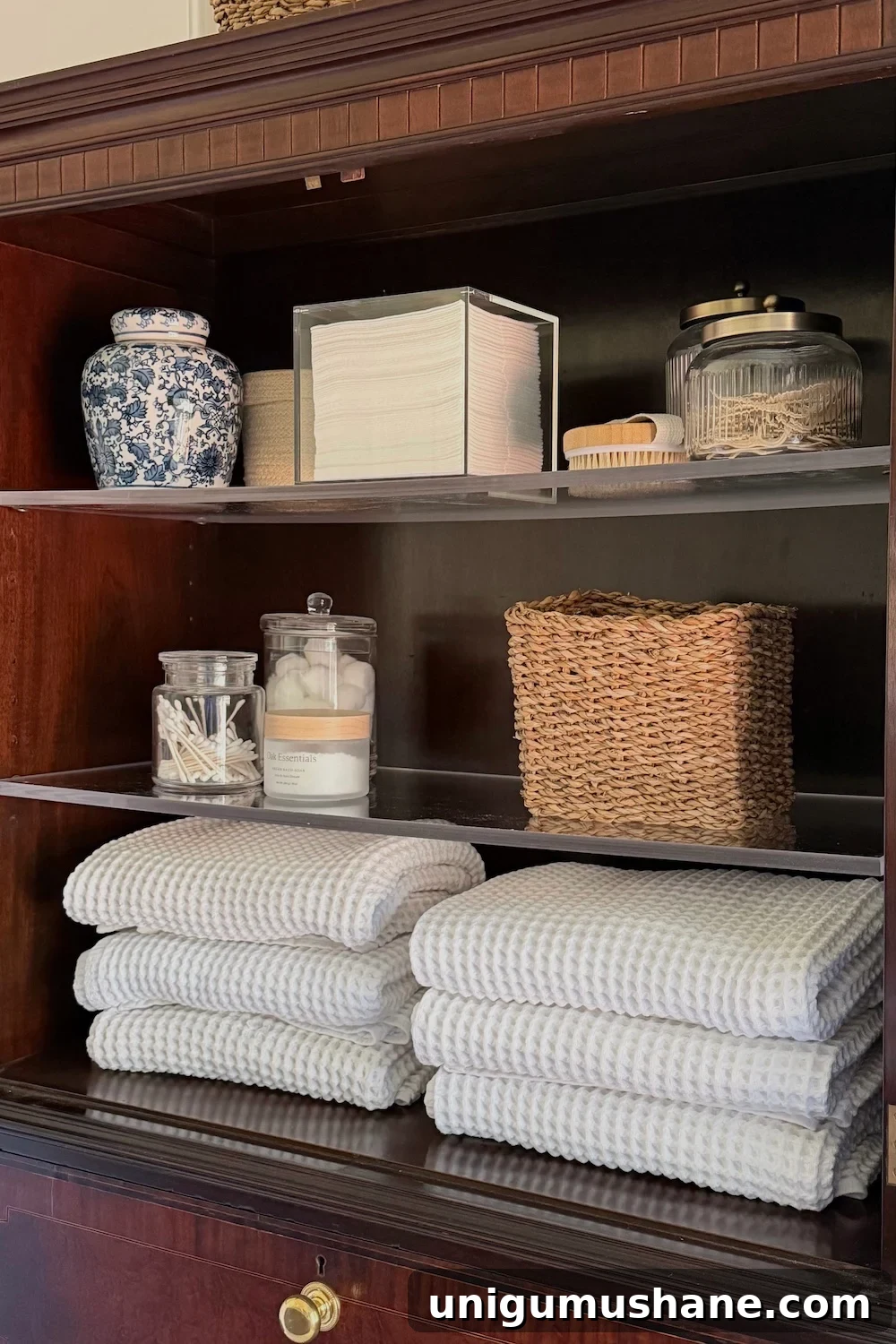 Turn a Secretary Desk Into a Makeup Vanity for Small Bathrooms 5 secretary desk bathroom storage organization