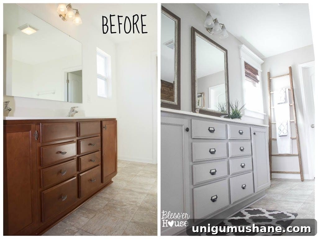 Bathroom Budget Makeover | Builder Grade to Rustic Industrial | Bless'er House