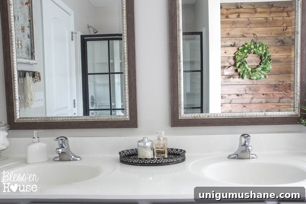Bathroom Budget Makeover | Builder Grade to Rustic Industrial | Bless'er House