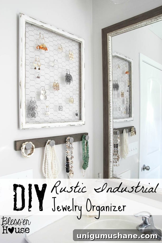 DIY Rustic Industrial Jewelry Wall Organizer