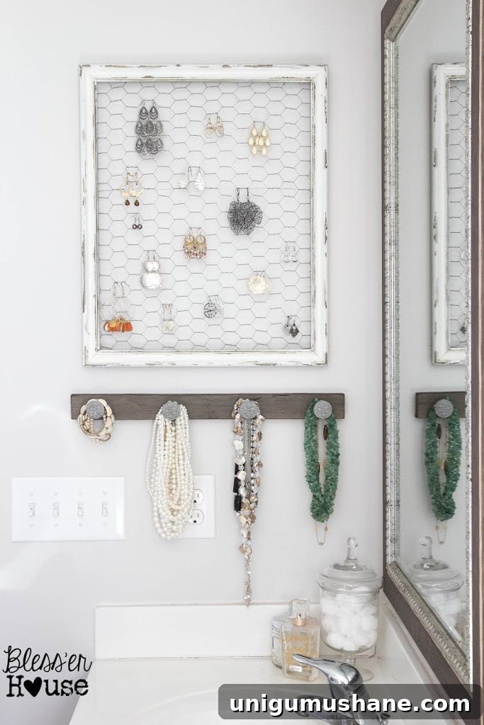 DIY Rustic Industrial Jewelry Wall Organizer