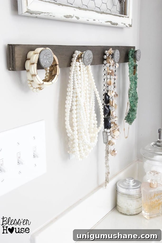 DIY Rustic Industrial Jewelry Wall Organizer