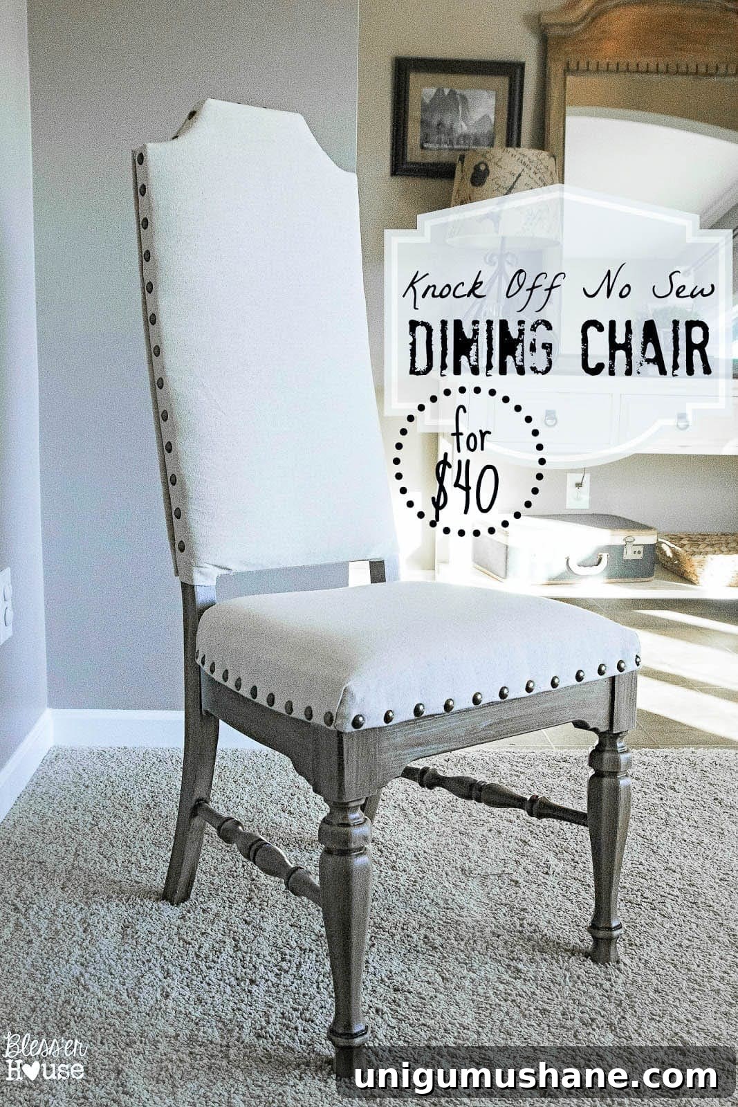 DIY No-Sew Knockoff Dining Chairs 2 Final DIY dining chair — Restoration Hardware and Pottery Barn knockoff