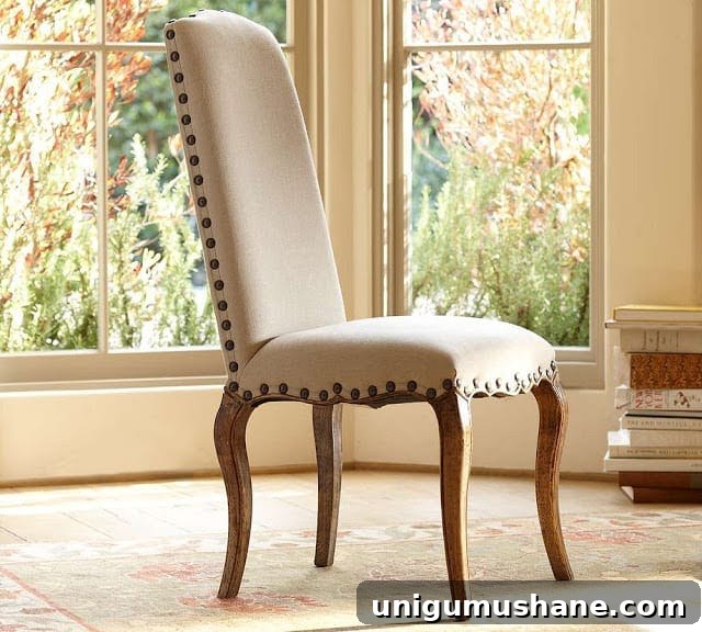 DIY No-Sew Knockoff Dining Chairs 5 Pottery Barn style inspiration chair