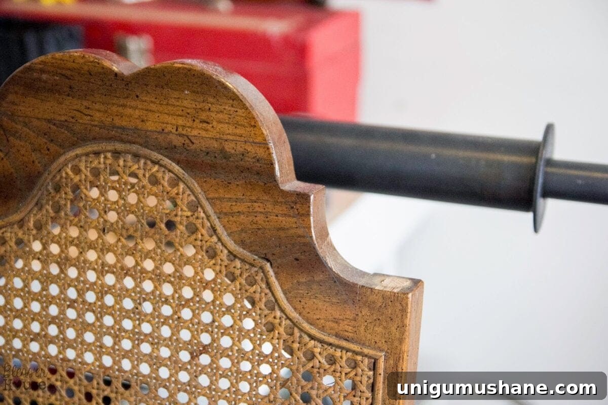 DIY No-Sew Knockoff Dining Chairs 7 Cutting the chair backs straight with a jigsaw
