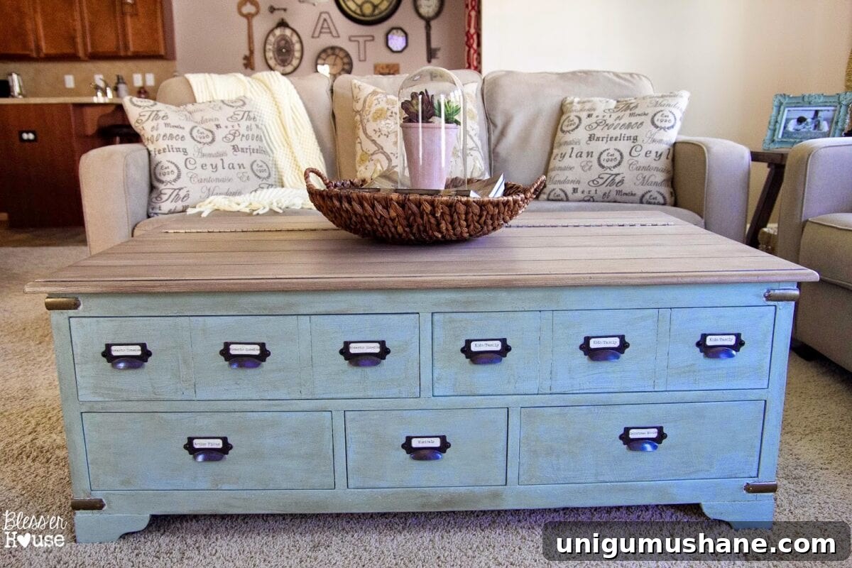 Faux Planked Card Catalog Coffee Table Faux Planked Card Catalog Coffee Table
