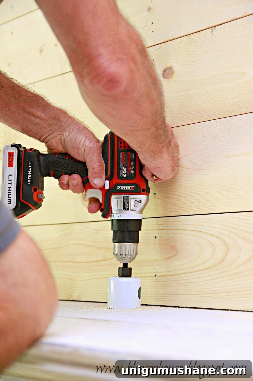 How to Build a Faux Fireplace Entertainment Center: Part 2 11 hole for cables