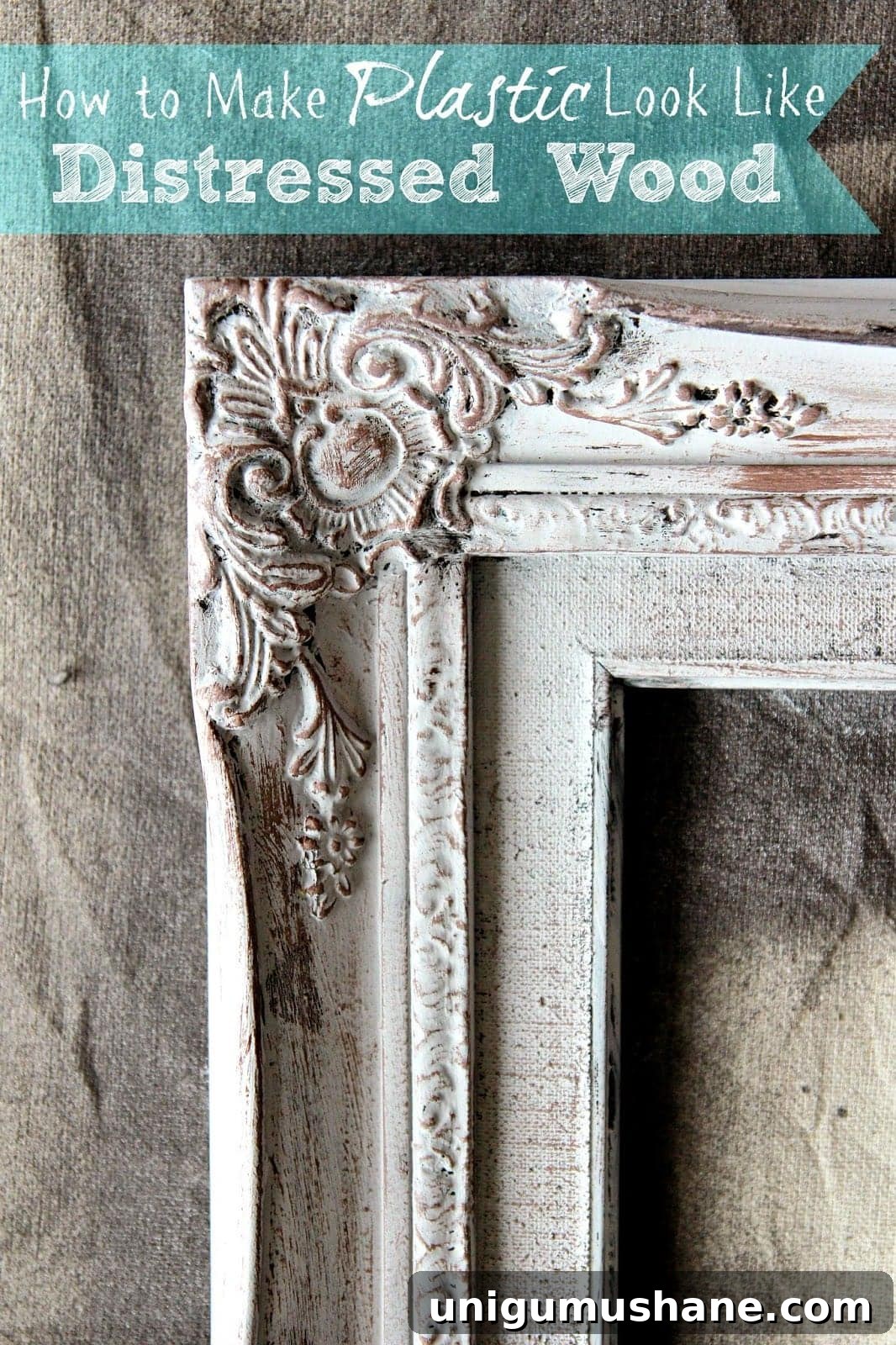 Transform 4 Thrifted Frames with One Distressing Technique 11 Plastic frame after distressing