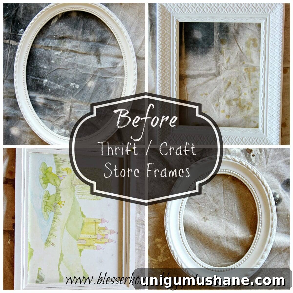 Transform 4 Thrifted Frames with One Distressing Technique 3 Assorted frames ready for painting