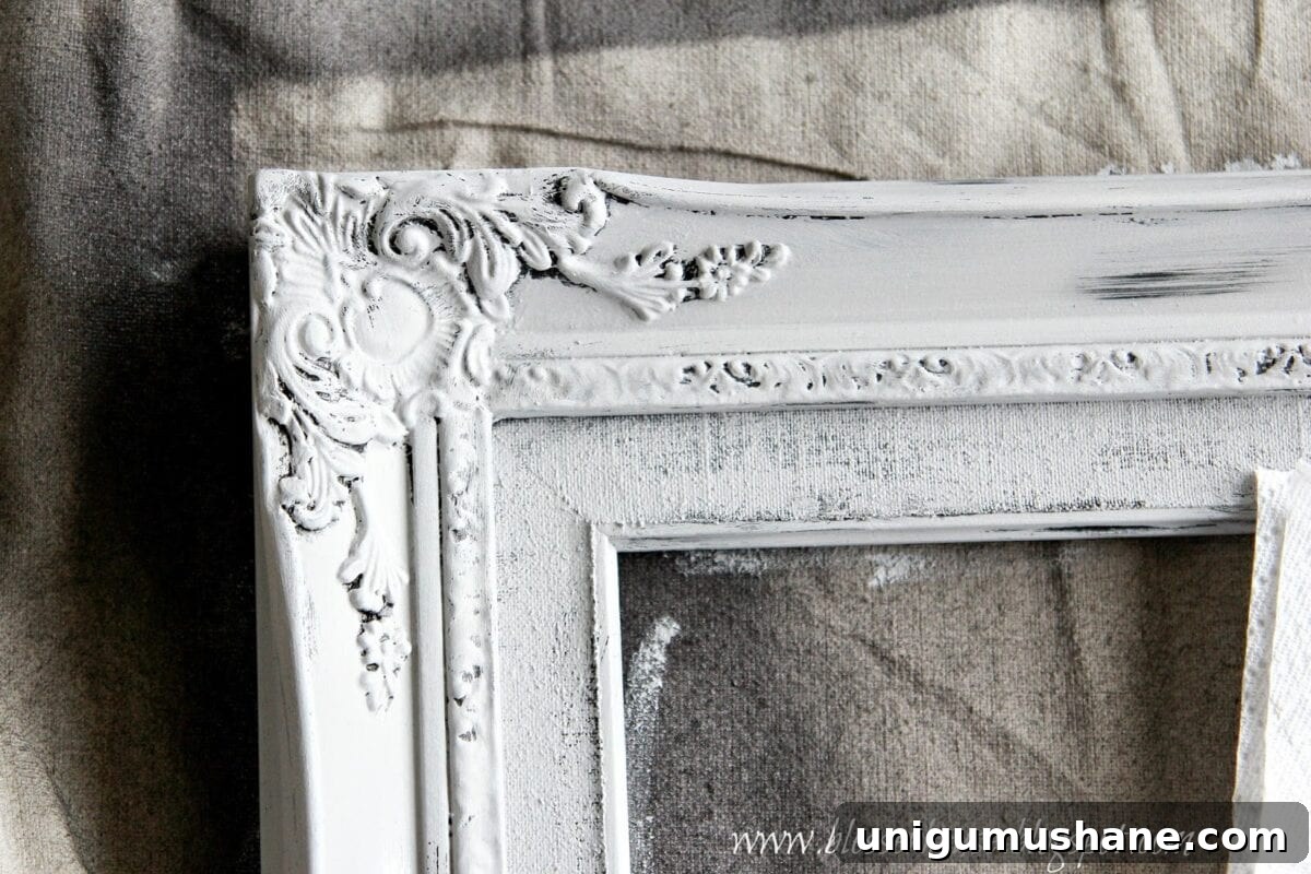 Transform 4 Thrifted Frames with One Distressing Technique 8 Topcoat being applied