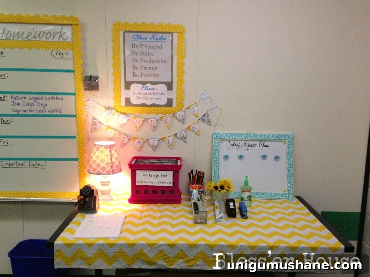 Budget-Friendly Cozy Classroom Ideas for Teachers 8 Student station in decorated classroom